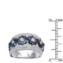 Women's Designer Cocktail Ring 2.2Ct Diamond And Sapphire Band 14K White Gold -H'Hen Sale Store jewelry womens designer cocktail ring 22ct diamond and sapphire band 14k gold rulerwh