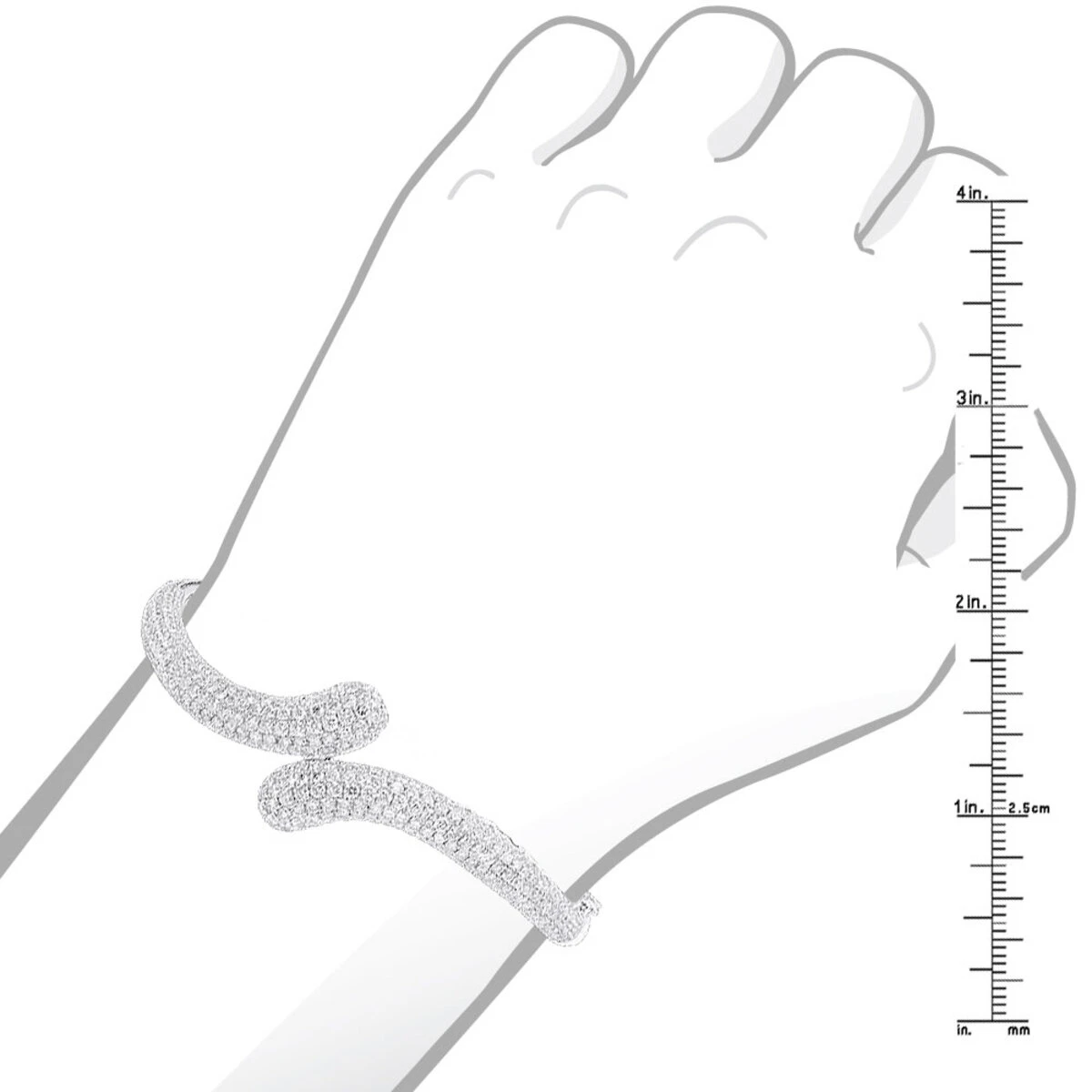 Women's Diamond Snakes Bangle Bracelet 18K White Gold By Joe Rodeo 6.44Ct 9 Women's Diamond Snakes Bangle Bracelet 18K White Gold By Joe Rodeo 6.44Ct - Image 7