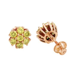 Women's Or Men's 1.5 Carat Yellow Diamonds Cluster Stud Earrings 14K Yellow Gold -H'Hen Sale Store jewelry womens or mens 15 carat yellow diamonds cluster stud earrings in 14k gold 407104 ro