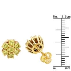 Women's Or Men's 1.5 Carat Yellow Diamonds Cluster Stud Earrings 14K Yellow Gold -H'Hen Sale Store jewelry womens or mens 15 carat yellow diamonds cluster stud earrings in 14k gold 407104 rulerye