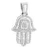 Large 2 Carat Diamond Hamsa Hand Pendant 14K White Gold Amulet -H'Hen Sale Store jewish jewelry large 2 carat diamond hamsa hand pendant real 14k gold amulet 803234 white