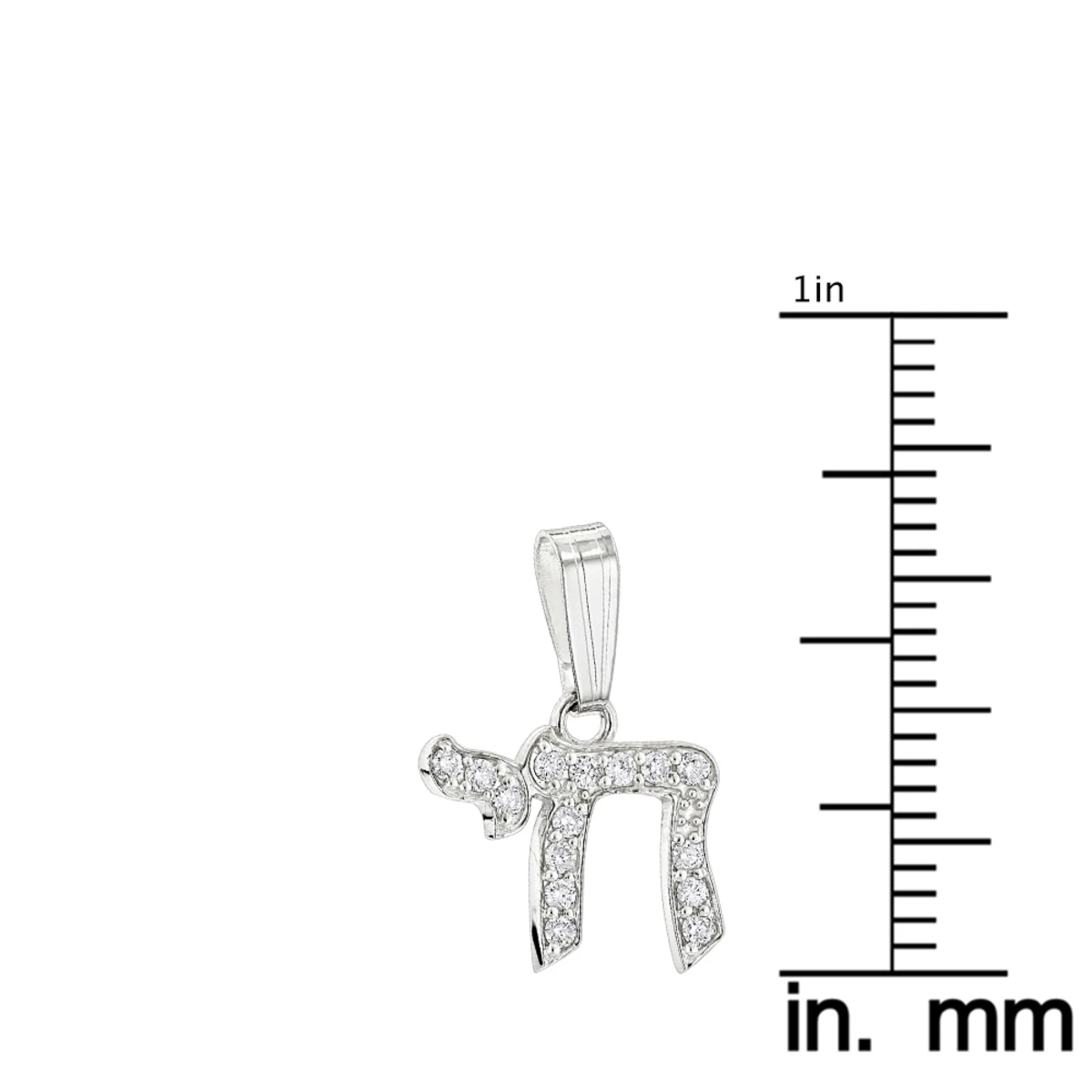 Small 14K White Gold Diamond Chai Pendant 0.15ct By Luxurman 8 Small 14K White Gold Diamond Chai Pendant 0.15ct By Luxurman - Image 6