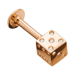 Solid 14K Yellow Gold & Diamond Dice Labret Stud 14 Gauge -H'Hen Sale Store labret jewelry solid 14k gold dice stud 14 gauge p 35704 ro