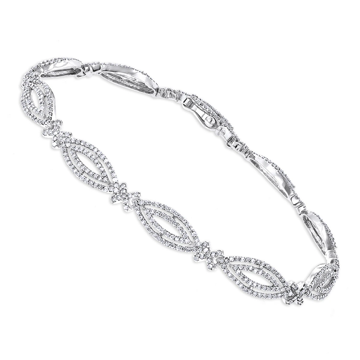 Ladies 14K White Gold Designer Diamond Bracelet 2.51ct 3 Ladies 14K White Gold Designer Diamond Bracelet 2.51ct