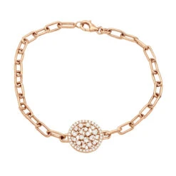 14K Yellow Gold Paperclip Bracelet With Diamond Charm For Women 0.6ct 9 14K Yellow Gold Paperclip Bracelet With Diamond Charm For Women 0.6ct -H'Hen Sale Store ladies 14k gold paperclip bracelet with diamond charm 06ct 803222 ro