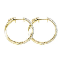 Ladies 14K White Gold 1 Inch Diamond Hoop Earrings Small 0.9ct 18 Ladies 14K White Gold 1 Inch Diamond Hoop Earrings Small 0.9ct -H'Hen Sale Store ladies 14k gold round diamond hoop earrings 09ct backye