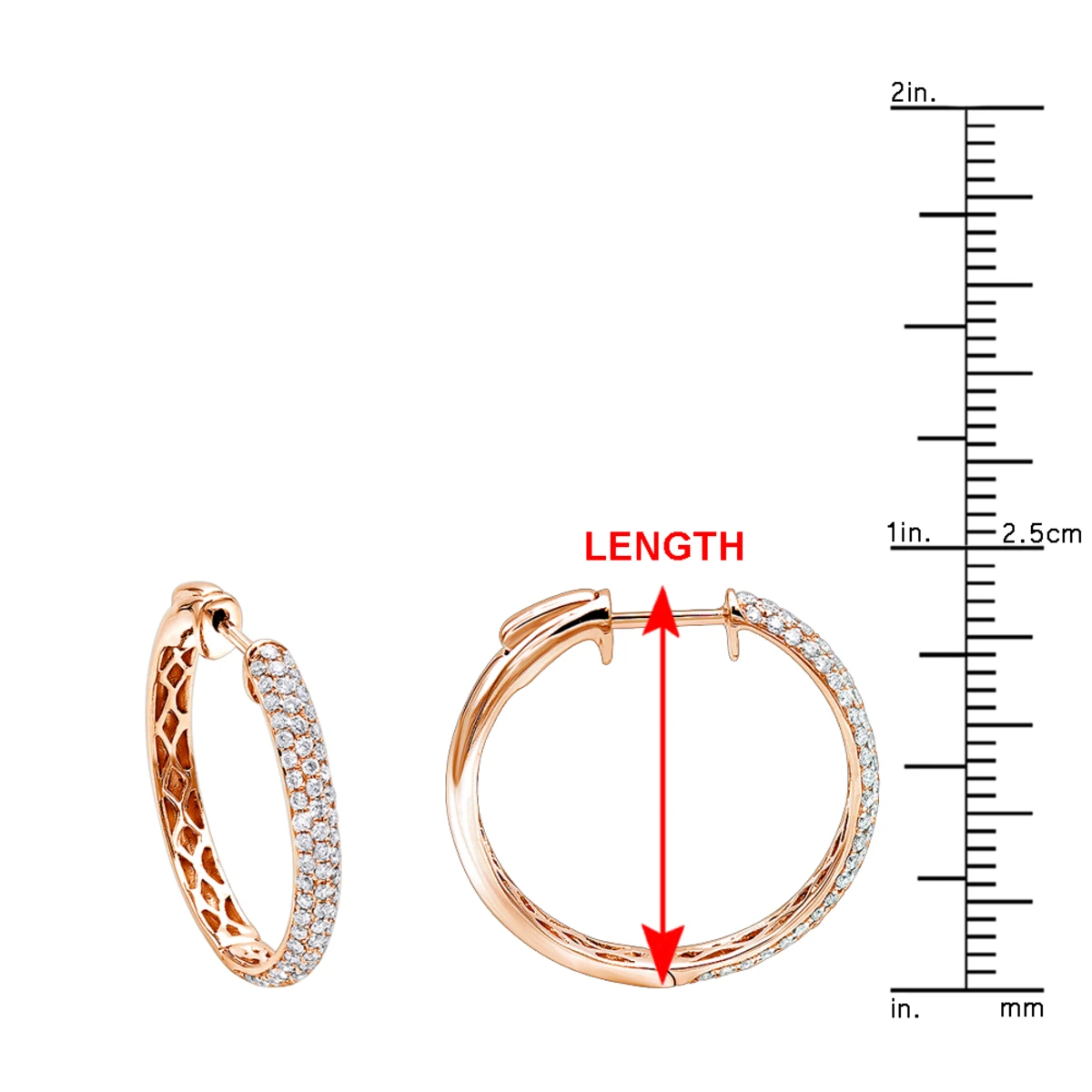 Ladies 14K White Gold 1 Inch Diamond Hoop Earrings Small 0.9ct 14 Ladies 14K White Gold 1 Inch Diamond Hoop Earrings Small 0.9ct - Image 12