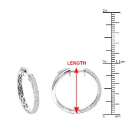 Ladies 14K White Gold 1 Inch Diamond Hoop Earrings Small 0.9ct 23 Ladies 14K White Gold 1 Inch Diamond Hoop Earrings Small 0.9ct -H'Hen Sale Store ladies 14k gold round diamond hoop earrings 09ct rulerwh