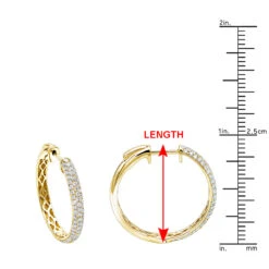Ladies 14K White Gold 1 Inch Diamond Hoop Earrings Small 0.9ct 24 Ladies 14K White Gold 1 Inch Diamond Hoop Earrings Small 0.9ct -H'Hen Sale Store ladies 14k gold round diamond hoop earrings 09ct rulerye