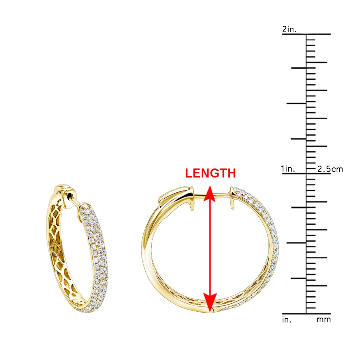 Ladies 14K White Gold 1 Inch Diamond Hoop Earrings Small 0.9ct 13 Ladies 14K White Gold 1 Inch Diamond Hoop Earrings Small 0.9ct - Image 11