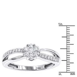 14K White Gold & Diamond Flower Engagement Ring 0.4ct -H'Hen Sale Store ladies 14k white gold diamond flower ring 042ct p 6511 rulerwh