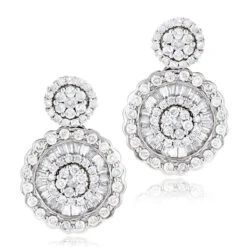Ladies 18K White Gold Designer Diamond Earrings 1.78ct