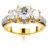 Ladies 18K Yellow Gold Three Stone Unique Diamond Engagement Ring 2.9ct