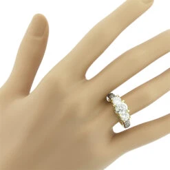 Ladies 18K Yellow Gold Three Stone Unique Diamond Engagement Ring 2.9ct -H'Hen Sale Store ladies 18k gold three stone unique diamond engagement ring 29ct 3