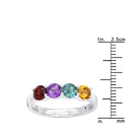 Ladies Birthstone Custom Made 14K White Gold Cocktail Ring With Gemstones -H'Hen Sale Store ladies birthstone jewelry custom made 14k gold cocktail ring with gemstones 018039 rulerwh 20210911