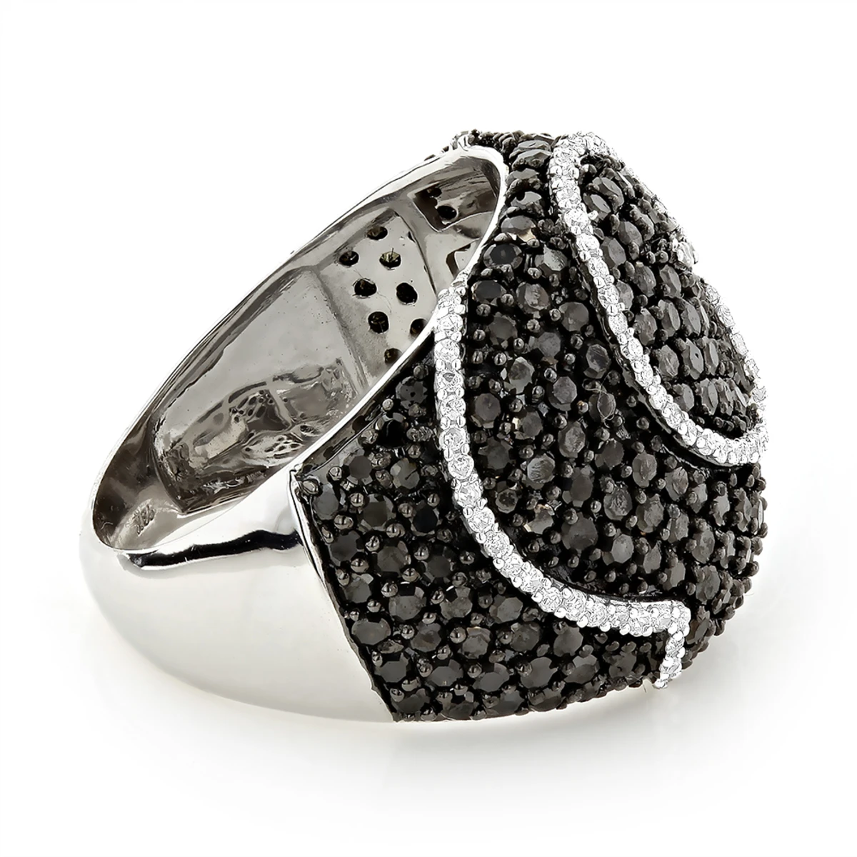 Ladies Black And White Diamond Cocktail Ring 3ct 18K White Gold 4 Ladies Black And White Diamond Cocktail Ring 3ct 18K White Gold - Image 2