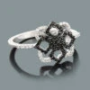 Ultra Thin Ladies Black And White Diamond Ring 0.31ct 14K White Gold