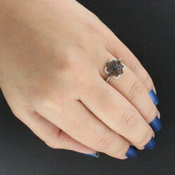 Ultra Thin Ladies Black And White Diamond Ring 0.31ct 14K White Gold -H'Hen Sale Store ladies black and white diamond ring 031ct 14k gold 3