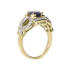 Ladies Blue Sapphire And Diamond Ring 14K White Gold 0.34ctd 1.00cts -H'Hen Sale Store ladies blue sapphire and diamond ring 14k 034ctd 100cts p 29444 back yellow