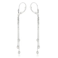 Ladies Chandelier Earrings With Diamonds By The Yard 0.6ct 14K White Gold -H'Hen Sale Store ladies chandelier earrings with diamonds by the yard 06ct 14k gold backwh