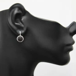 Ladies Circle Earrings With Black And White Diamonds 0.60ct 14K White Gold 7 Ladies Circle Earrings With Black And White Diamonds 0.60ct 14K White Gold -H'Hen Sale Store ladies circle earrings with black and white diamonds 060ct 14k gold 3