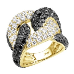 7.25ct G VS White&Black Diamond Cuban Right Hand Ring -H'Hen Sale Store ladies cuban link rings 725ct g vs white black diamond right hand ring ye