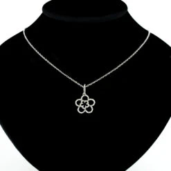 Ladies Cutout Diamond Flower Pendant 0.26ct 14K White Gold -H'Hen Sale Store ladies cutout diamond flower pendant 026ct 14k gold 3