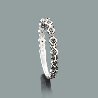 Ultra Thin Ladies Designer Black Diamond Band 0.13ct 14K White Gold 3 Ultra Thin Ladies Designer Black Diamond Band 0.13ct 14K White Gold
