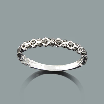 Ultra Thin Ladies Designer Black Diamond Band 0.13ct 14K White Gold 4 Ultra Thin Ladies Designer Black Diamond Band 0.13ct 14K White Gold - Image 2