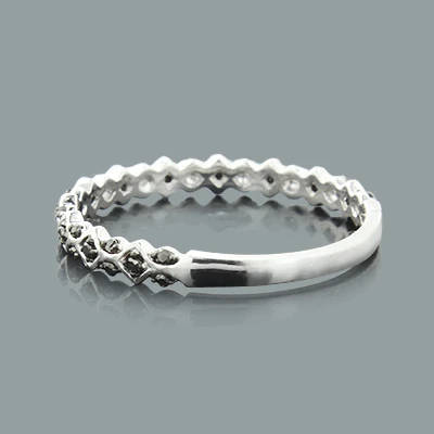 Ultra Thin Ladies Designer Black Diamond Band 0.13ct 14K White Gold 6 Ultra Thin Ladies Designer Black Diamond Band 0.13ct 14K White Gold - Image 4