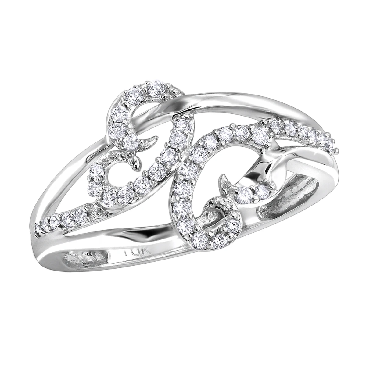 Ladies Designer Diamond Ring 0.26ct 10K White Gold 3 Ladies Designer Diamond Ring 0.26ct 10K White Gold