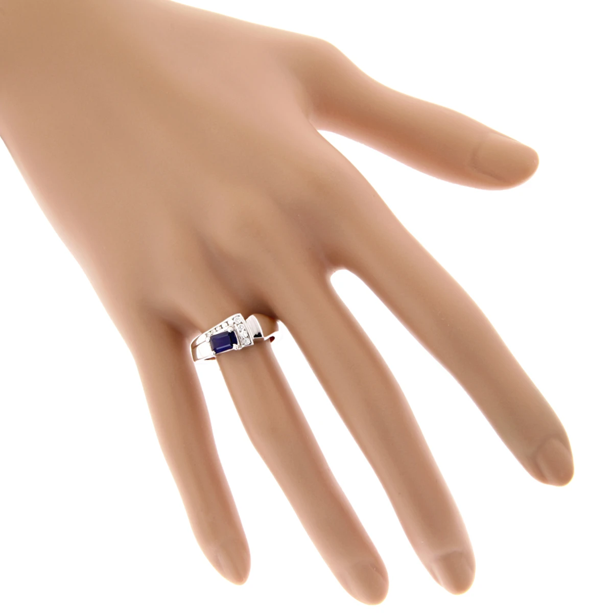 Ladies Diamond And Sapphire Ring 14K White Gold 0.13ctd 0.50cts 7 Ladies Diamond And Sapphire Ring 14K White Gold 0.13ctd 0.50cts - Image 5