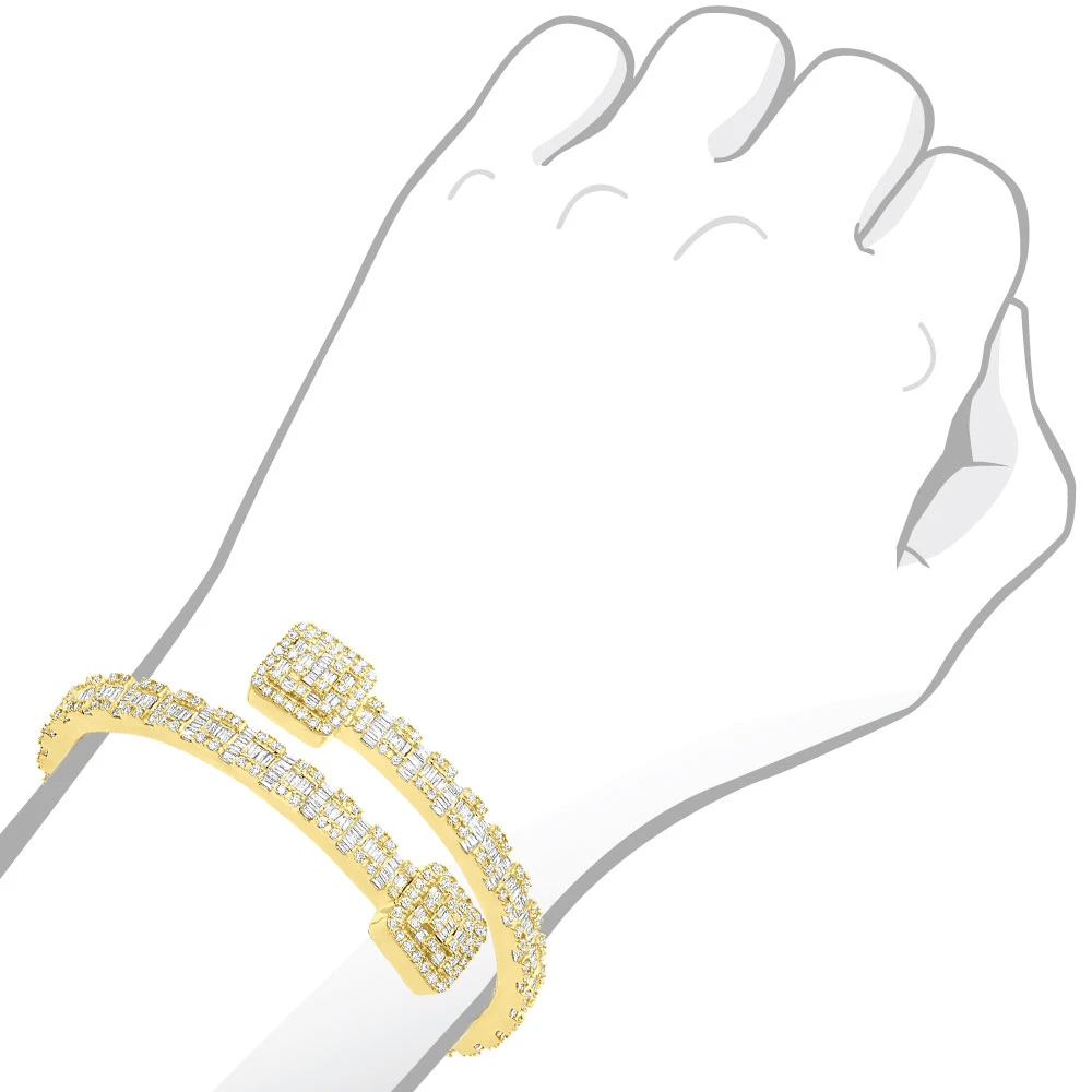 Ladies Diamond Bracelet 10K Yellow Gold Split-Style Bangle Bracelet For Women 6 Ladies Diamond Bracelet 10K Yellow Gold Split-Style Bangle Bracelet For Women - Image 4