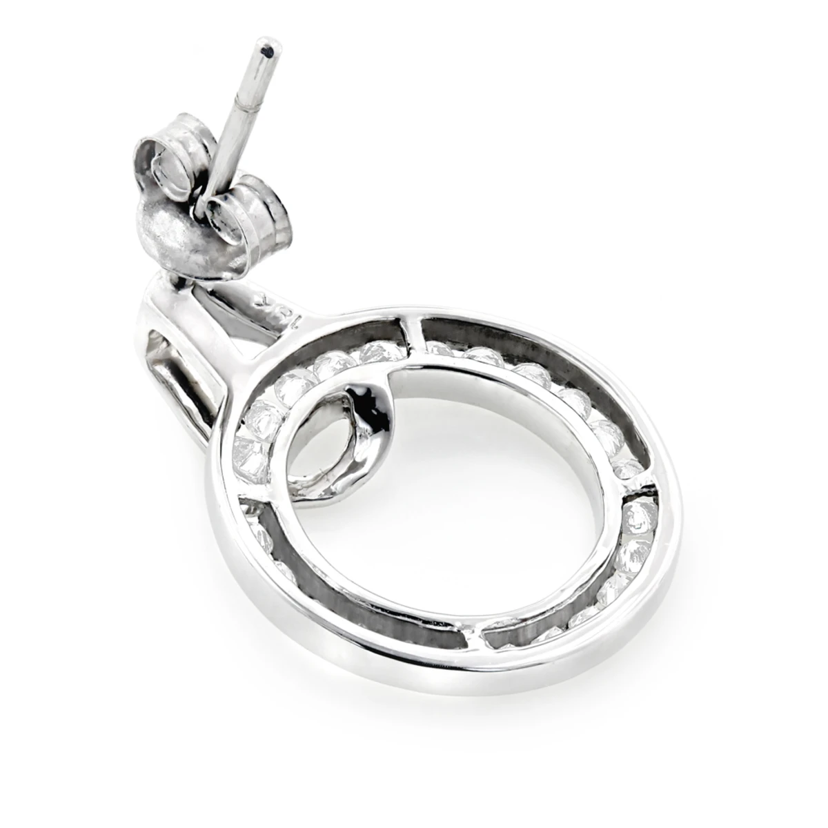 Ladies Diamond Circle Earrings 0.73ct 18K White Gold 6 Ladies Diamond Circle Earrings 0.73ct 18K White Gold - Image 4