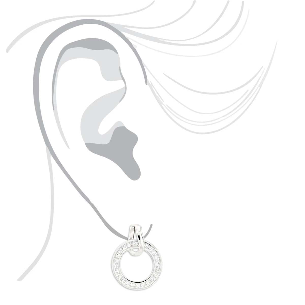 Ladies Diamond Circle Earrings 0.73ct 18K White Gold 7 Ladies Diamond Circle Earrings 0.73ct 18K White Gold - Image 5
