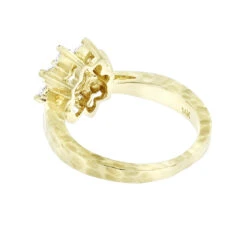 Hammered 14K Yellow Gold Diamond Flower Cluster Ring 1.3ct -H'Hen Sale Store ladies diamond cluster rings hammered 14k gold diamond flower ring 13ct backye