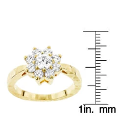 Hammered 14K Yellow Gold Diamond Flower Cluster Ring 1.3ct -H'Hen Sale Store ladies diamond cluster rings hammered 14k gold diamond flower ring 13ct rulerye