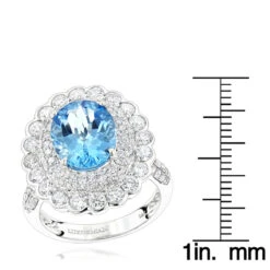 Blue Topaz Engagement Cocktail Ring 2.2ct 14K White Gold -H'Hen Sale Store ladies diamond cocktail rings blue topaz engagement ring 22ct 14k gold rulerwh
