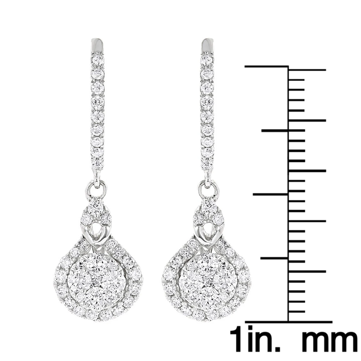 Ladies Diamond Drop Earrings By Luxurman 14K White Gold 1.1ct Drop Shape Clusters 8 Ladies Diamond Drop Earrings By Luxurman 14K White Gold 1.1ct Drop Shape Clusters - Image 6