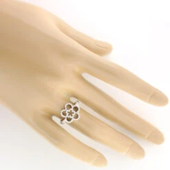 Ladies Diamond Flower Ring 0.34ct 14K White Gold -H'Hen Sale Store ladies diamond flower ring 034ct 14k gold 3