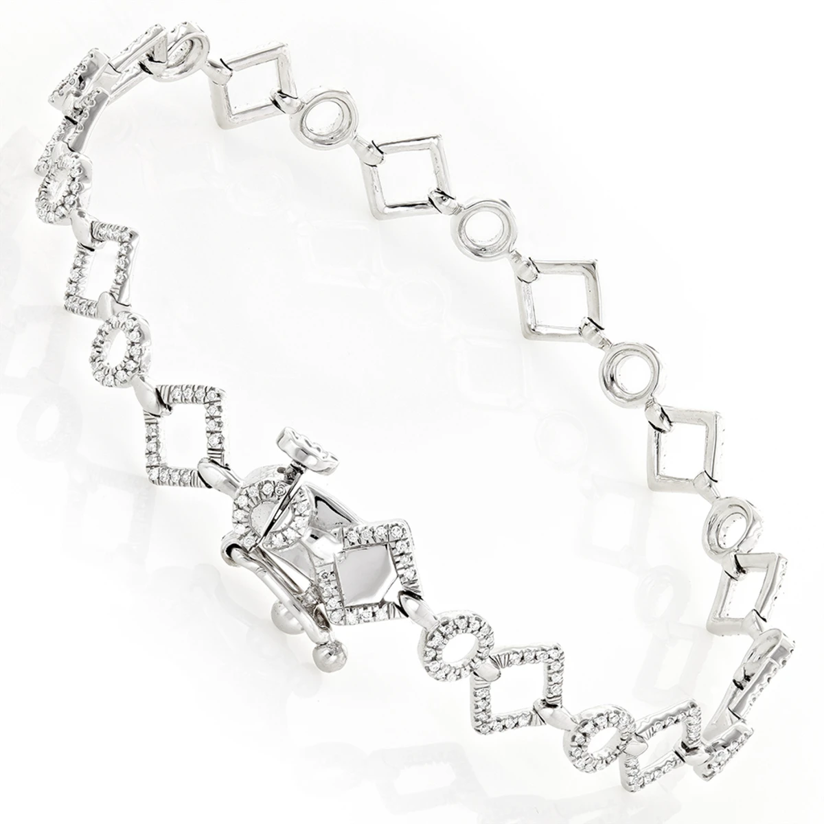 Ladies Diamond Link Bracelet 14K White Gold 0.7ct 6 Ladies Diamond Link Bracelet 14K White Gold 0.7ct - Image 4
