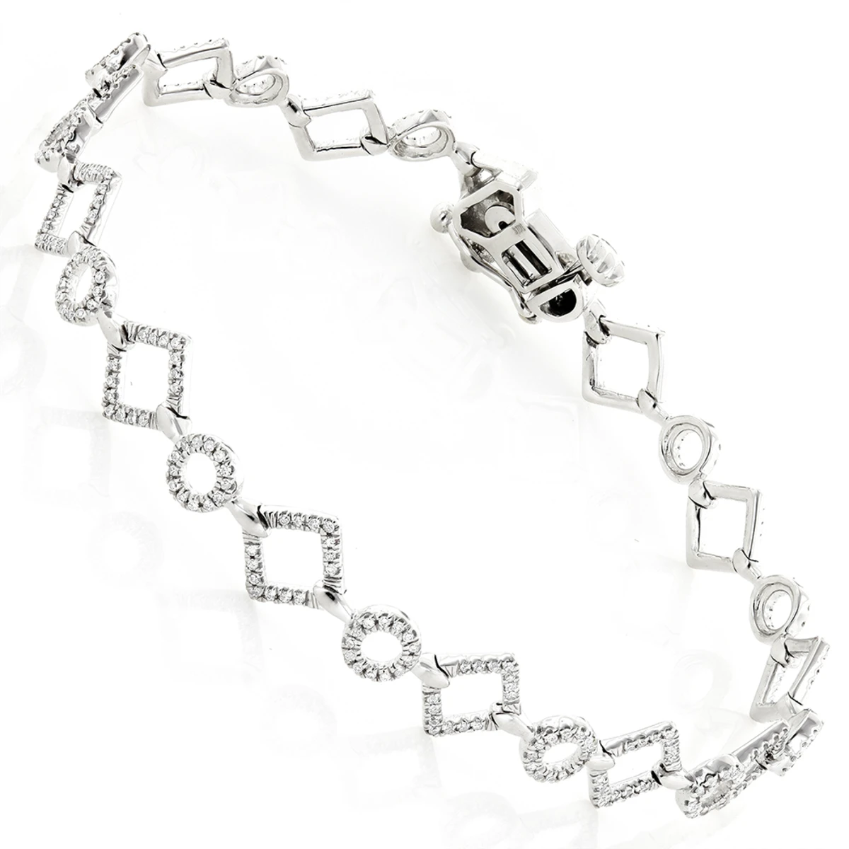 Ladies Diamond Link Bracelet 14K White Gold 0.7ct 3 Ladies Diamond Link Bracelet 14K White Gold 0.7ct