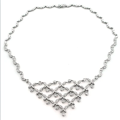 Ladies Diamond Designer Flower Necklace 4.5ct 14K White Gold 3 Ladies Diamond Designer Flower Necklace 4.5ct 14K White Gold