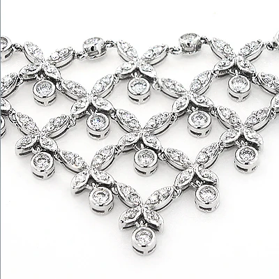 Ladies Diamond Designer Flower Necklace 4.5ct 14K White Gold 4 Ladies Diamond Designer Flower Necklace 4.5ct 14K White Gold - Image 2