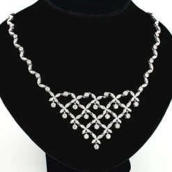 Ladies Diamond Designer Flower Necklace 4.5ct 14K White Gold 9 Ladies Diamond Designer Flower Necklace 4.5ct 14K White Gold -H'Hen Sale Store ladies diamond necklaces designer flower necklace 45ct 14k 4