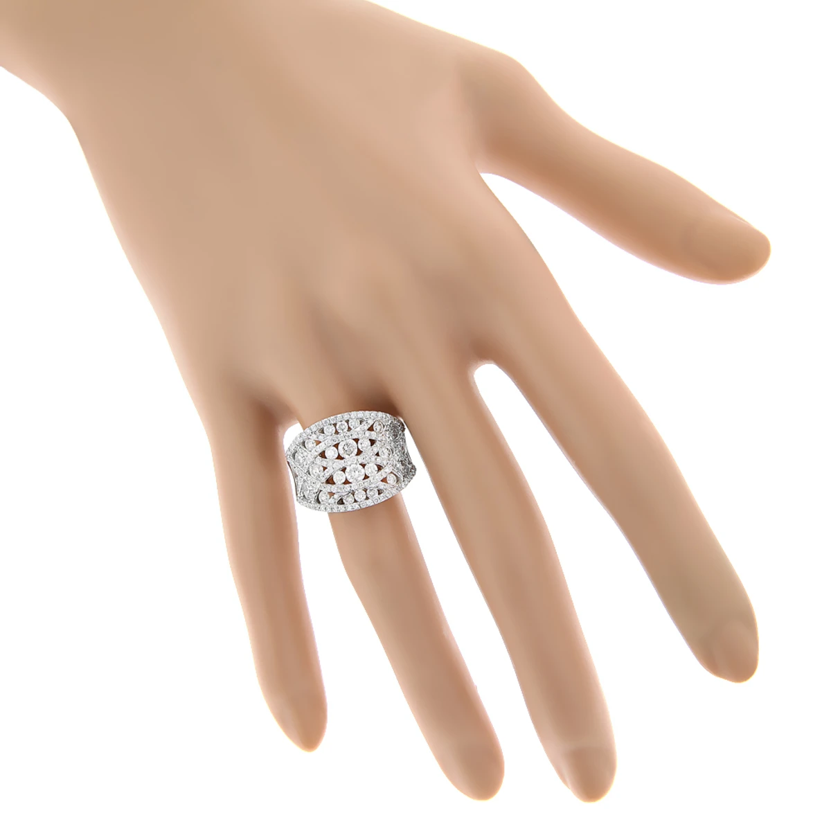 Ladies Diamond 3 Ct 14K White Gold Unique Right Hand Ring 7 Ladies Diamond 3 Ct 14K White Gold Unique Right Hand Ring - Image 5