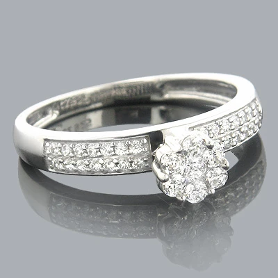 Ladies 14K White Gold Cluster Diamond Ring 0.50ct 3 Ladies 14K White Gold Cluster Diamond Ring 0.50ct