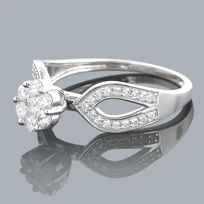 Ladies 14K White Gold Cluster Diamond Ring 0.59ct 4 Ladies 14K White Gold Cluster Diamond Ring 0.59ct - Image 2