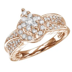 Ladies 14K White Gold Cluster Diamond Ring 0.75ct -H'Hen Sale Store ladies diamond rings 14k cluster diamond ring 088ct p 6776 ro