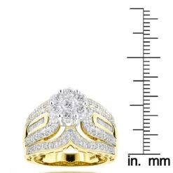 Ladies 14K Yellow Gold Cluster Diamond Ring 1.83ct 13 Ladies 14K Yellow Gold Cluster Diamond Ring 1.83ct -H'Hen Sale Store ladies diamond rings 14k cluster diamond ring 183ct p 6801 rulerye